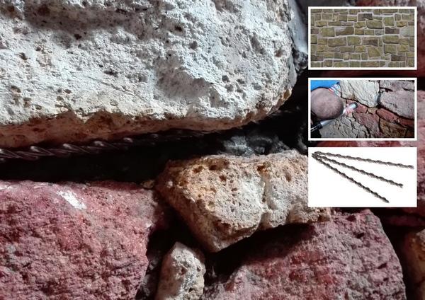 Az acél spirálok rugalmasságának köszönhetően szabálytalan kőfalak esetében is fugába rejthető a falvarrás.